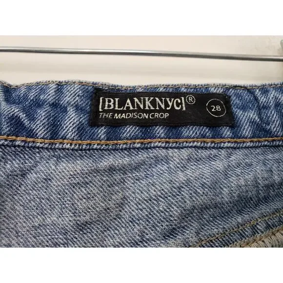 Blank NYC The Madison Crop High Rise Jeans 28 Distressed Cottagecore Festival - Picture 9 of 10